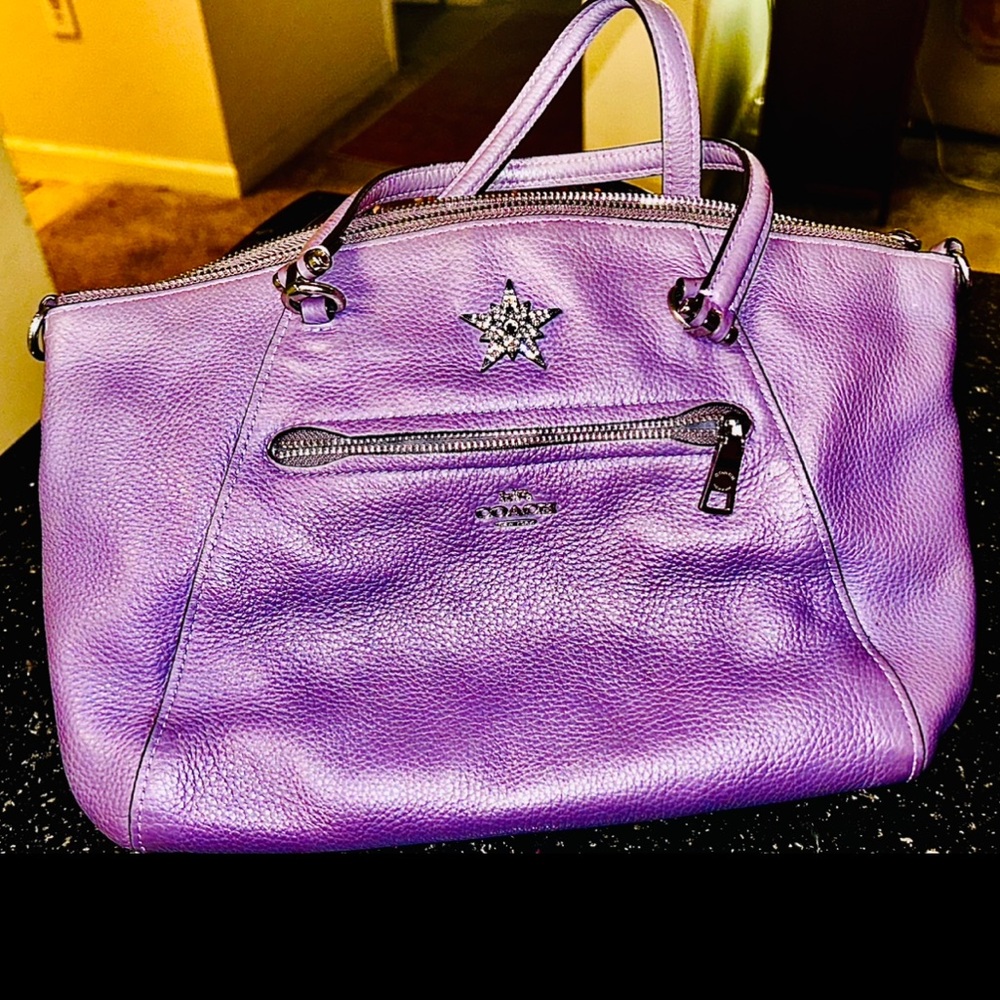 Coach Purple Leather Authentic Handbag - Like New